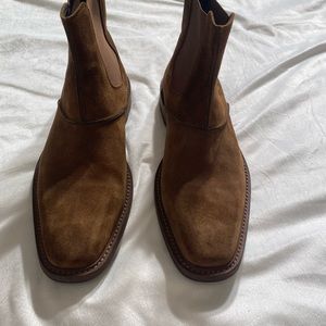 Hugo Boss tobacco suede ankle boot